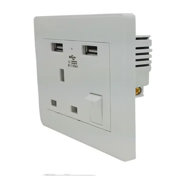 

Dual 2 USB Wall Socket Wall Power Socket 13A UK Standard Switched Outlet 2.1A Dual USB Fast Charger Port