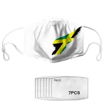 

INSTANTARTS Fashion Women Men Mouth Cover Mask 7pcs PM2.5 Filter Jamaica National Flag Print Anti Haze Reusable Masks tapabocas