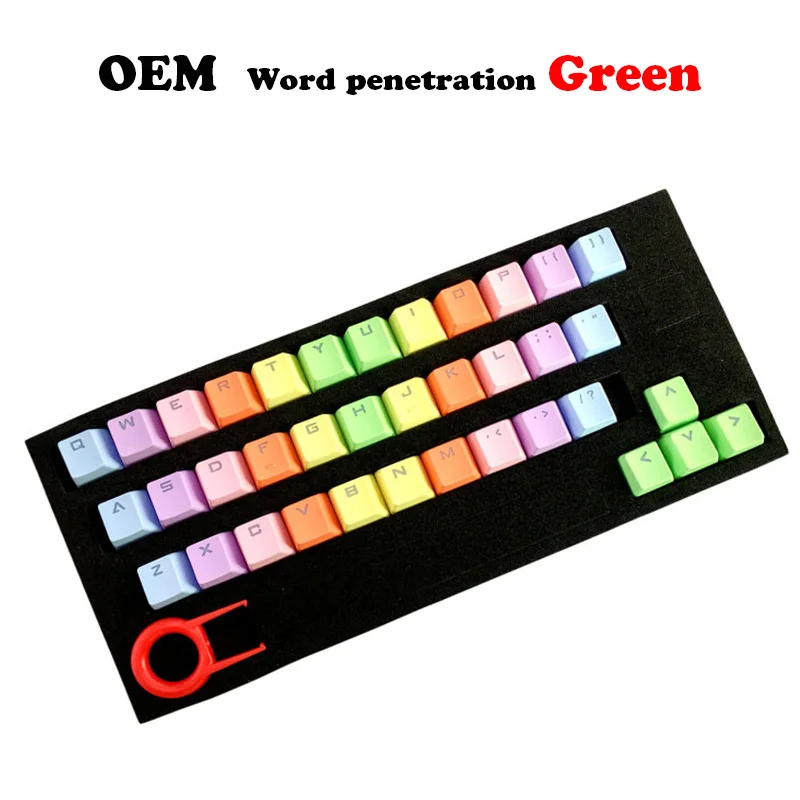 Cherry PBT Word Penetration Keycaps 37keys Shot Translucidus Backlight Backlit Rainbow Keycaps for