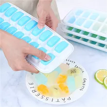 Креативный силиконовый лоток для льда с крышкой холодильник квадратная пластиковая форма для льда с крышкой замороженный кубик льда коробка для еды барная посуда