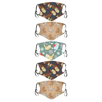 

5PCS 2020 Fashion Dust cover Children's Printed Reusable Earband Adjustable washable Breathable and omfortable and soft Mask