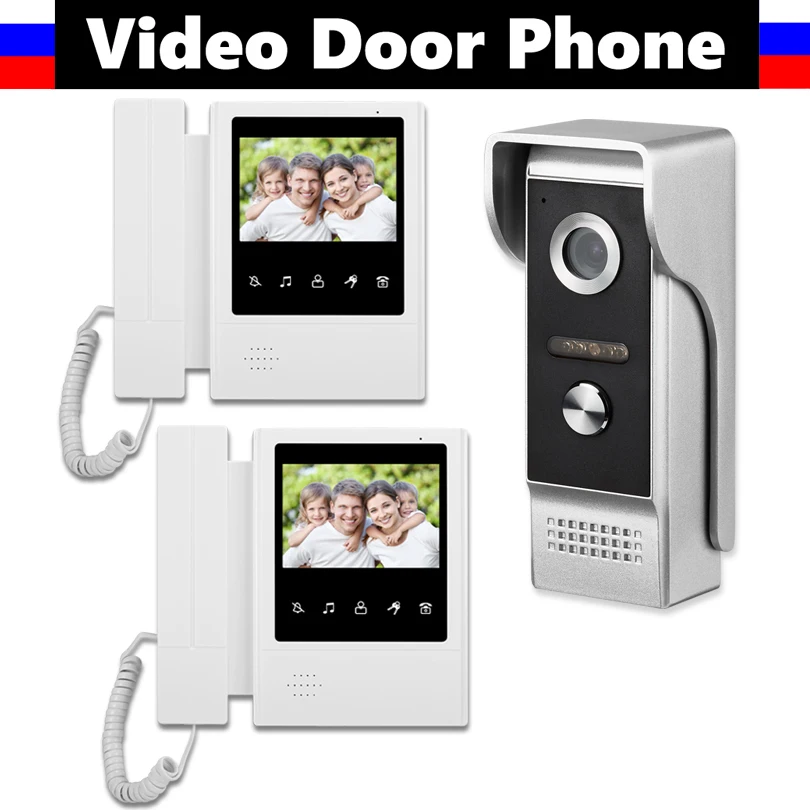 1 Camera 2 Monitors 4," сенсорный монитор видеодомофон дверной звонок Система видеодомофона комплект для домашней безопасности с камерой 700TVL 1 шт. экран телефона - Цвет: 1 Camera 2 Monitors