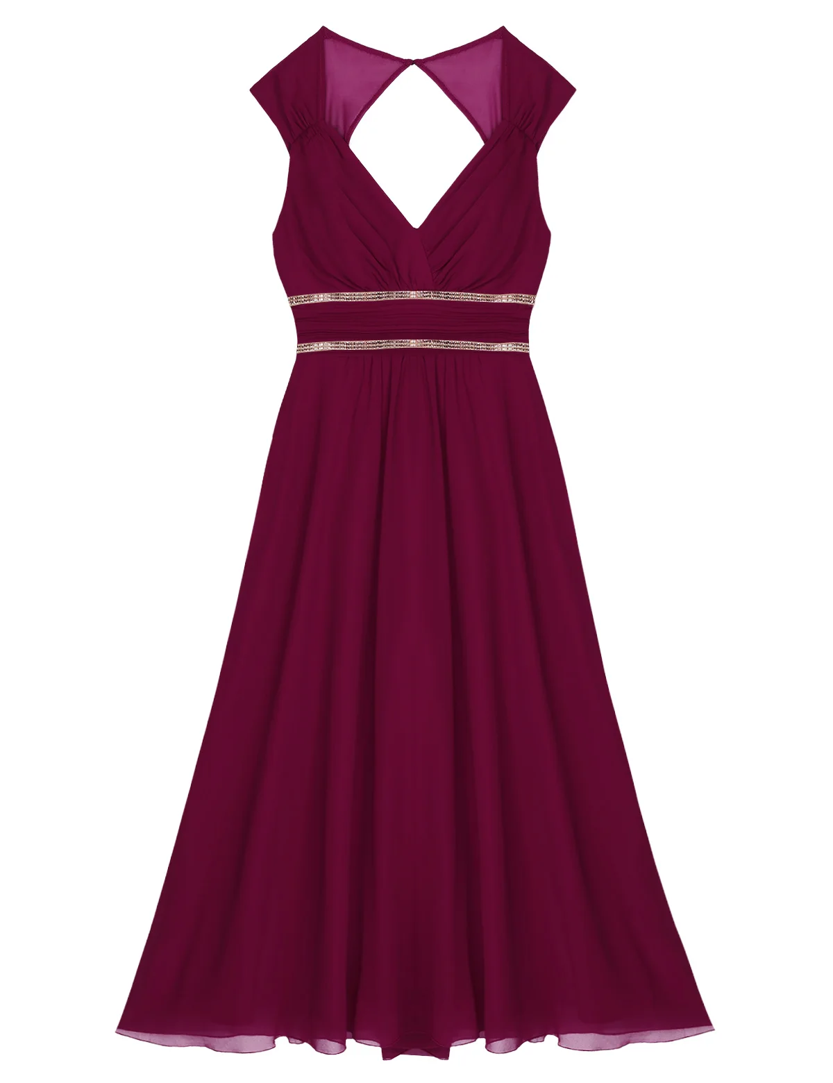 Elegant Women Bridesmaid Dresses Women Fahion Deep V-neck Sleeveless Long Chiffon Wedding Party Formal Occasion Gowns Dress