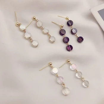 

Heart Earrings European And American Link Three Beads In A Row Personality Newest Elegant Trendy Delicate Teardrop Jewelry