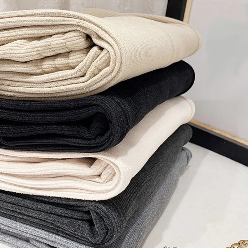 

Осенне-зимние плюшевые и утепленные прямые брюки для женщин, показывающие рост и тонкие повседневные брюки