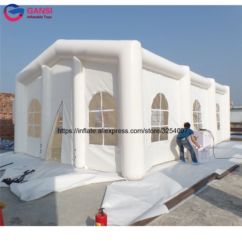 Outdoor inflatable wedding event party tent white inflatable wedding tunnel canopy house with blower outdoor advertising inflatable arch tunnel tent l6xw5x h2 7 m with custom logo printing free blower