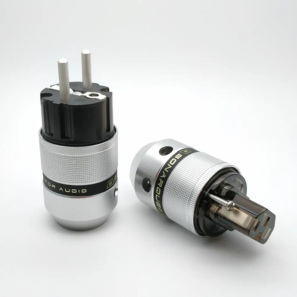 SONARQUEST E25-Ag(D) C25-Ag(D) Высокое из искусственного шелка с серебряным покрытием; Большие европейские Schuko EU Мощность Plug& IEC разъем для аудио-усилитель