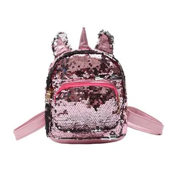 

Mini Shining Sequins Backpack Teen Girls Mini Travel Shoulder Bags for Children Female Casual Lovely Bling Sequins Unicorn Bag