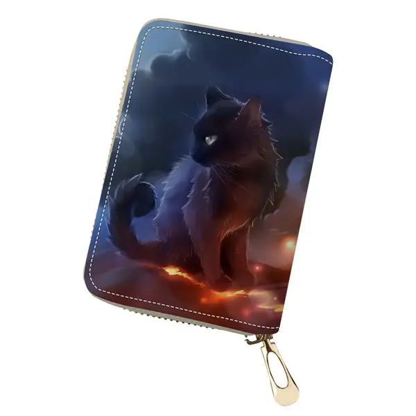 CDWX4184Z5 HaoYun PU Leather Business Card Holder Fantasy Cats Pattern Girls Money Purse Bag Cartoon Animal Design Girls Mini Cluth Wallets - Цвет: CDWX4184Z5