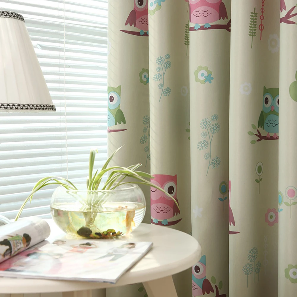 

Hot Anself 3Pcs/set Curtains Cute Owl Printed Curtainsfor Livingroom 2pcs Thick Window Screening with 1pcs 100*250cm Curtain Tul