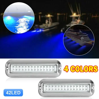 

42LED Blue Boat Light Pontoon Marine Transom Lamp Waterproof Stainless Steel High Quality Material