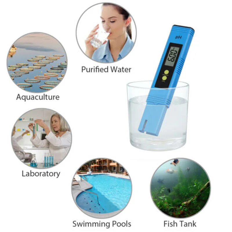 LCD Digital Electric PH Meter Pen Tester Portable Pocket Hydroponics Aquarium Water Monitor Analyzers automatic calibration