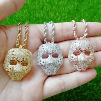 

Micro Pave CZ Mask Pendants Women Necklace Raper Rock Jewelry For Men CN166