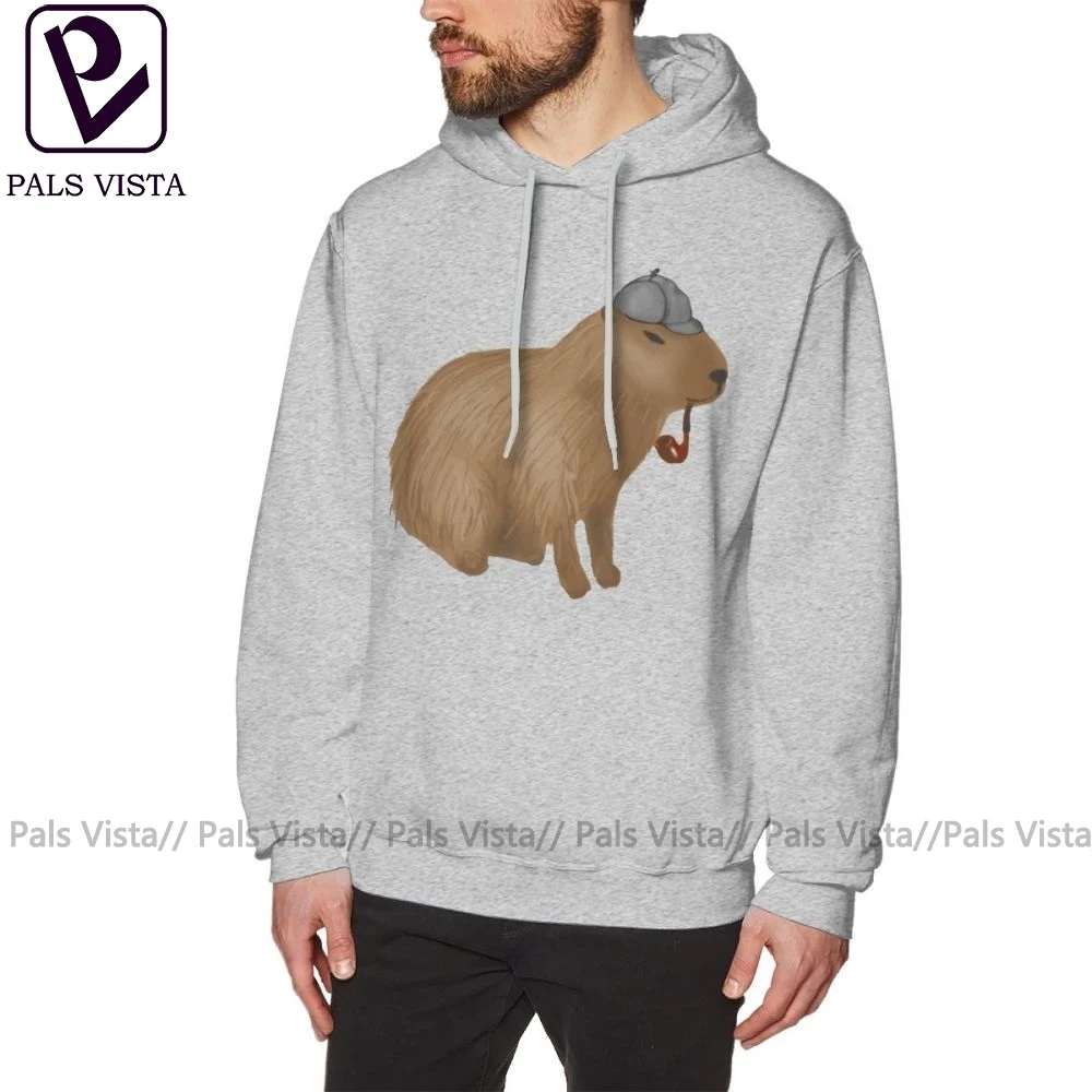 Capybara/худи с шерлоком; толстовки с капюшоном; уличная одежда; Зимний пуловер; толстовка с капюшоном; цвет СЕРЫЙ; модные хлопковые мужские толстовки