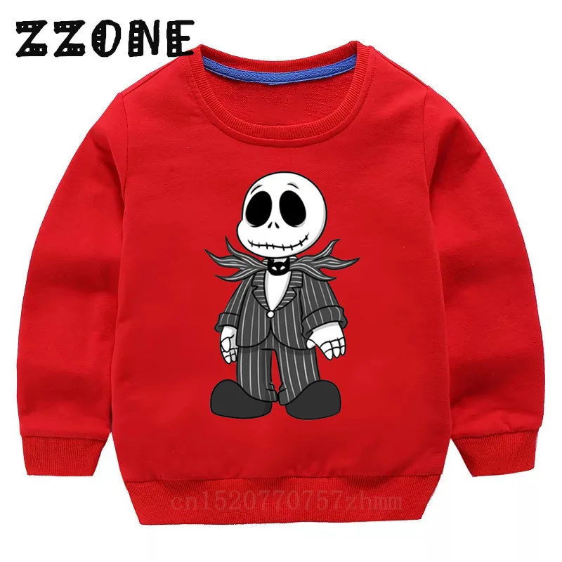 Детские толстовки с капюшоном Детский свитер для хэллоуинтуан с изображением тыквы, короля, Джек Скеллингтон пуловер для малышей Топы, одежда для мальчиков и девочек KYT5234 - Цвет: 5234A-Red