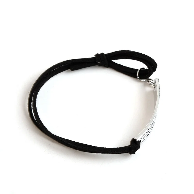 Inspirational \You Are Braver than You Believe.\ Leather Bracelets Punk Retro Style Imitation Silver Plated Brown Rope Cord