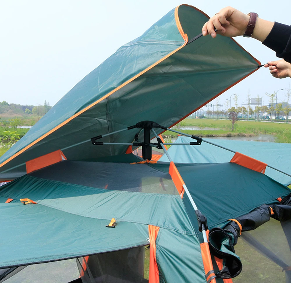 MYJ 4 человека двухслойные палатки с защитой от ультрафиолетовых лучей, устойчивые к атмосферным воздействиям, Семейные палатки для отдыха на природе, палатки для кемпинга, пляжные палатки для защиты от солнца, палатки для рыбалки
