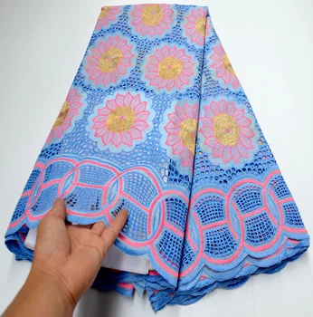 

Latest swiss voile lace in switzerland african cotton lace fabric 5 yards embroidered cotton fabric for party dress