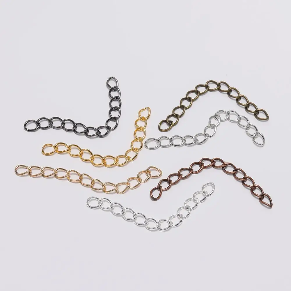 50-100pcs/lot 50mm 70mm Necklace Extension Chain Bulk Bracelet Extended Chains Tail Extender For DIY Jewelry Making Findings