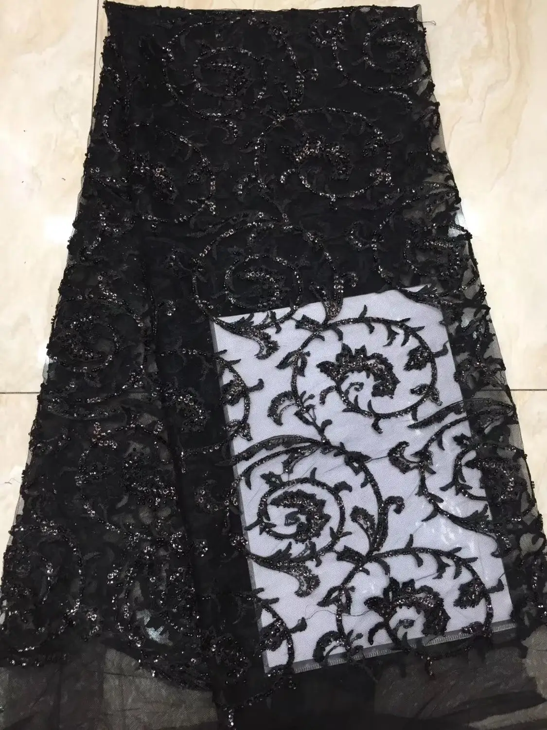 

French lace fabric 5yds/pce black high quality mesh fabrics women gorgeous luxury party event wedding bright dress 2019 new