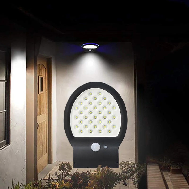 Светильник для забора с датчиком движения, солнечный IP65 36LED, ландшафтный, для дома, для безопасности, для двора, уличный светильник, светильник для дорожки, настенный светильник