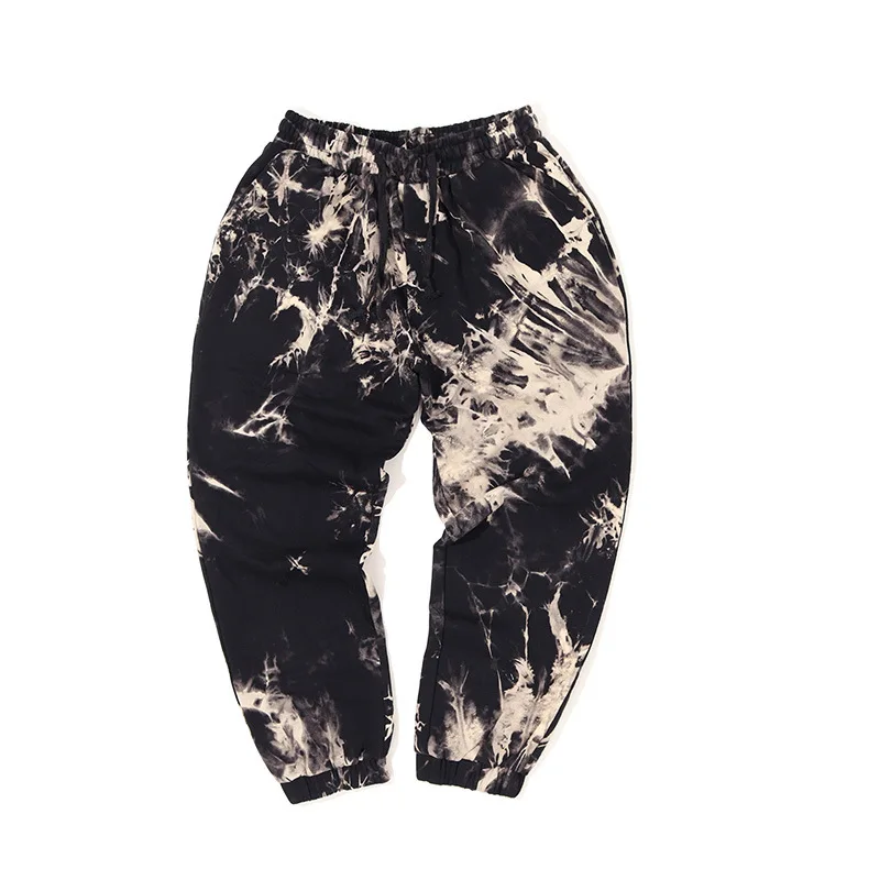 Осенние новые повседневные мужские брюки свободного кроя с градиентом Tie-Dye, свободные спортивные штаны, спортивные штаны, модные трендовые свободные удобные - Цвет: Black And Gray