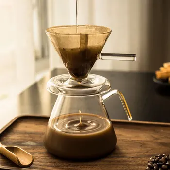 

Home Heat-Resistant Hand-punched Reusable Coffee Filter Cup Dripper Glass Drip Filter Funnel Coffee Tool Barista Accessory LA609