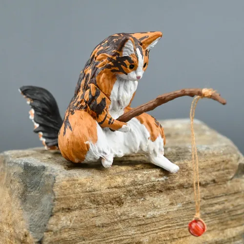 Japan Yell Gashapon Capsule Cute Cute Animal Model Shiba Inu Dog Cat Fishing Doll Toy Collections d