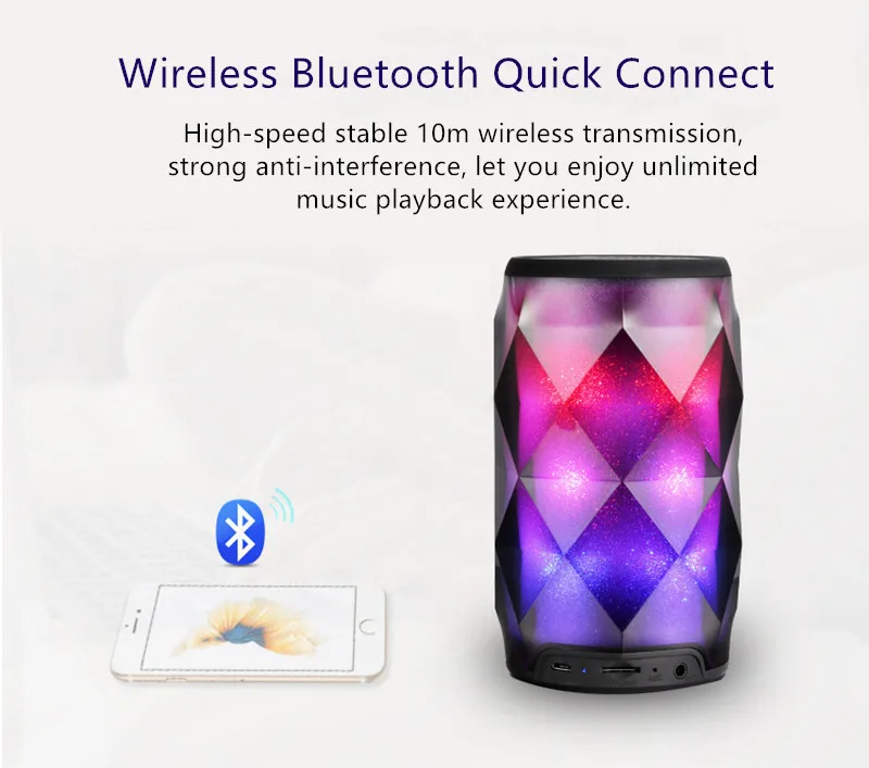 Открытый громкой связи Bluetooth беспроводной переносной динамик бас цветная лампа лента карта Многофункциональный Boombox Caixa De Som F4033B