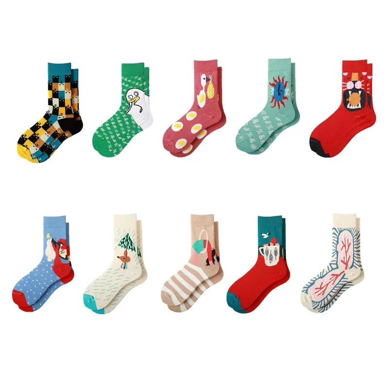 1 пара носков средней длины, унисекс, Забавные милые носки, подарок, Повседневная Уличная одежда, креативные носки с рисунками животных, забавные носки