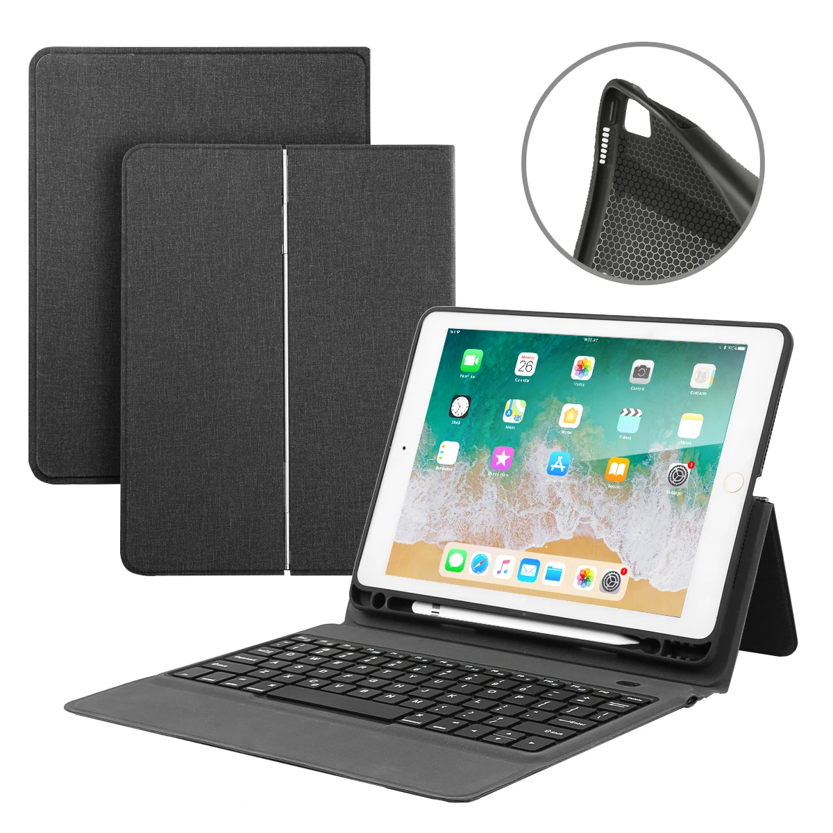 Черный цветной беспроводной чехол с Bluetooth клавиатурой для iPad 2018 2017 Pro 9 7 дюйма Air 2 и