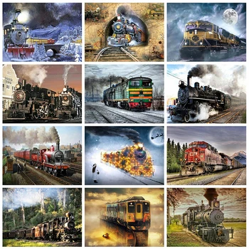 

5D Full Square/Round Drill Diamond Painting Train Landscape Diamond Embroidery Cross Stitch Rhinestone Mosaic Art Home Decor