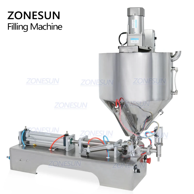 ZONESUN Single Nozzle Paste Cream Honey Chocolate Sauce Water Bottle Filling Machine With Heater