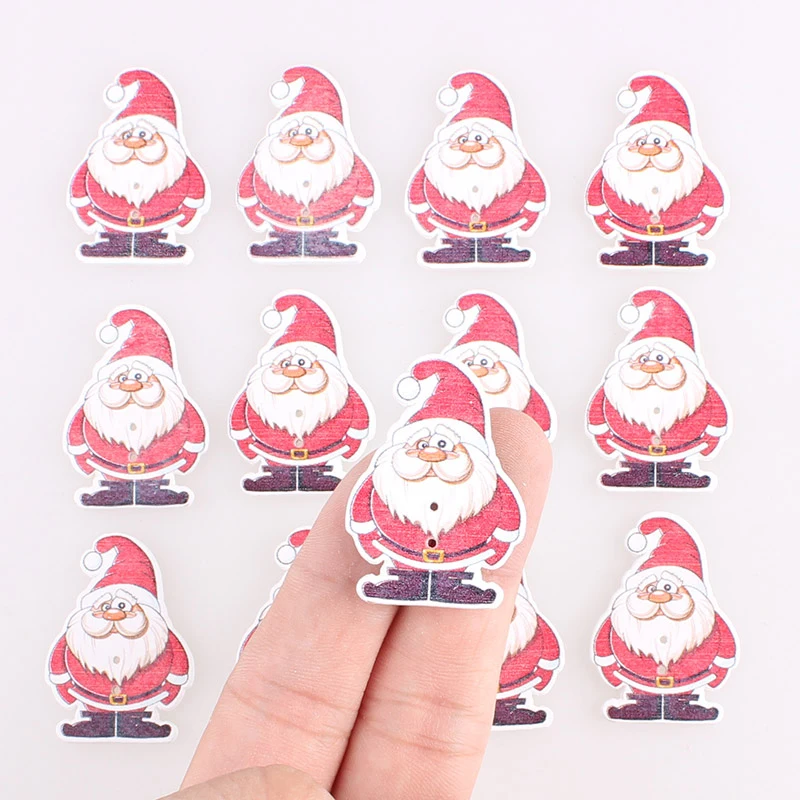 

50pcs Santa Claus 2Hole Wooden Buttons Mixed Christmas DIY Decor Child Clothing Sewing Buttons Crafts Scrapbooking Accessories E
