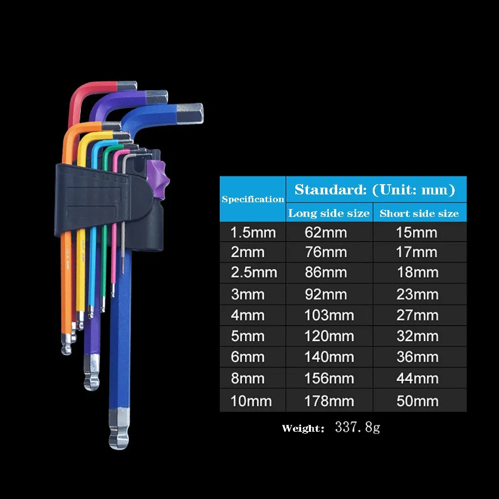 High Quality 9 pcs set of multi-function Hexagonal Wrench Allen Key Ball Head Hex Screwdriver High Hardness Strong Torque New