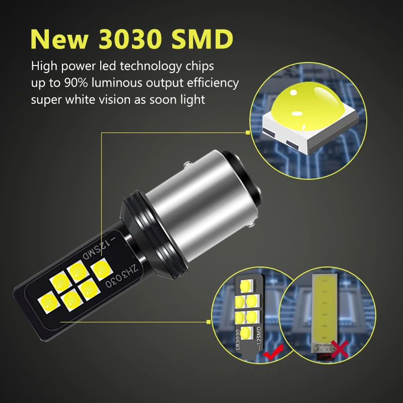 LS светильник 2 шт. BAY15D 1157 белый 1156 BA15S W21W 7440 T20 светодиодный 3030SMD автомобильный