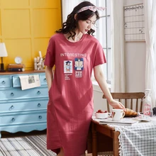 Сексуальное женское белье пижамы платье ночное белье женское тонкое плюс размер милое платье для отдыха с принтом ночная рубашка с коротким рукавом