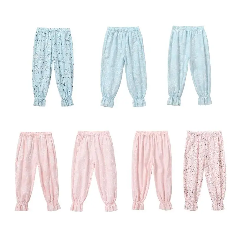 

Summer Kids Lantern Pants Cotton Floral Baby Girls Anti Mosquito Trousers