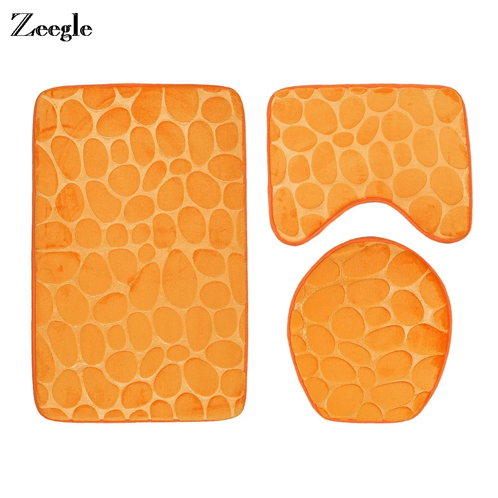 Zeegle коврики для ванной комнаты 3D Cobble тиснение коврики для ванной набор ковров для ванной комнаты нескользящий коврик для туалета коврики для ванной комнаты фланелевые коврики