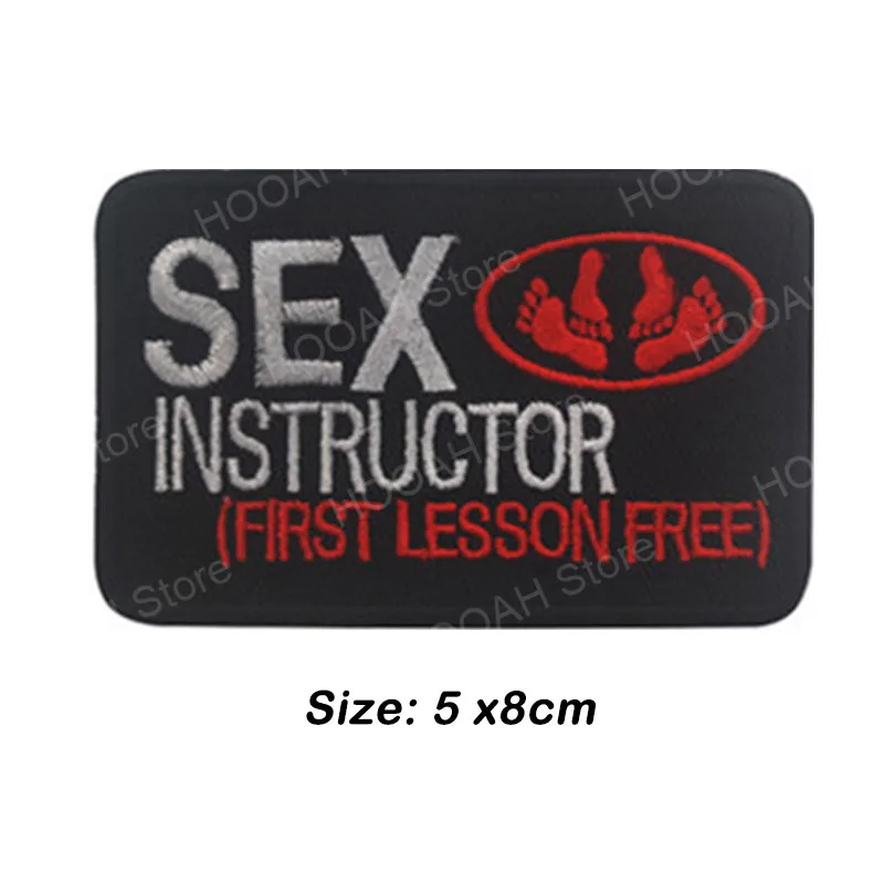 Sex Instructor А-стиль позиция сексуальный патч секс инструктор первый занятие бесплатно патч смешной веселый Мотоцикл Байкер любящая нашивка аппликация значок - Цвет: Sex Instructor