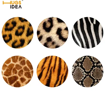 

HUGSIDEA 6Pcs Drink Coaster Leopard/Tiger/Zebar/Giraffe/Python Dinner Placemate Insulation Tea Cup Pad Kitchen Accessories Mats