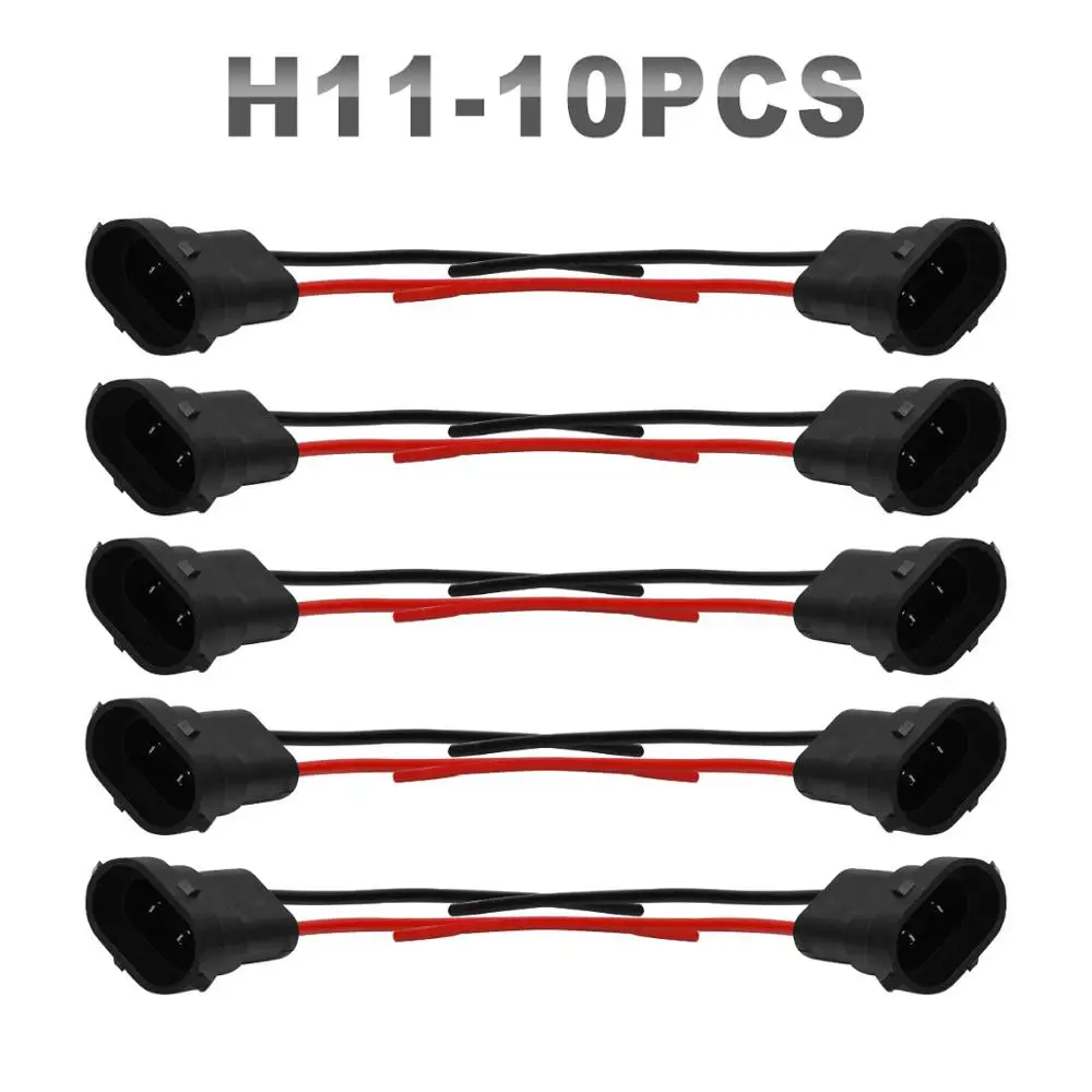 JGAUT 10 штук мужской H4 H7 9005 HB3 H8 H9 H11 H13 9007 5202 7440 разъем лампа накаливания держатель для Автомобильная галогеновая ближнего света, лампа для противотуманной фары - Цвет: H11 Male