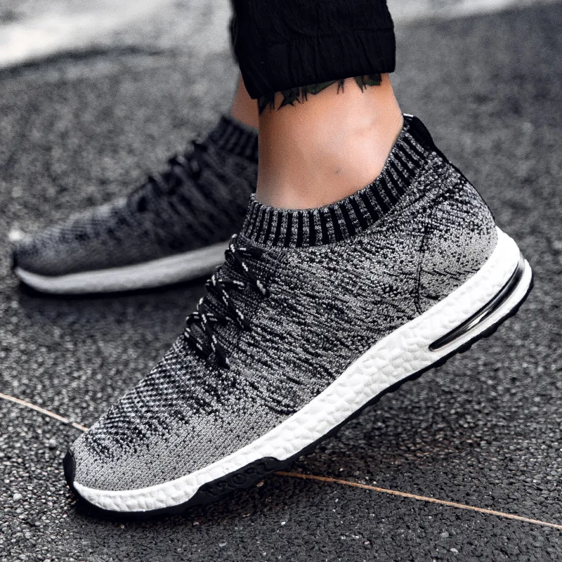 

2019 Spring And Summer Running Shoes Men Casual Sports Shoes Air Cushion Shoes Mesh Elasticity Damping Fly Woven Breathable Ligh