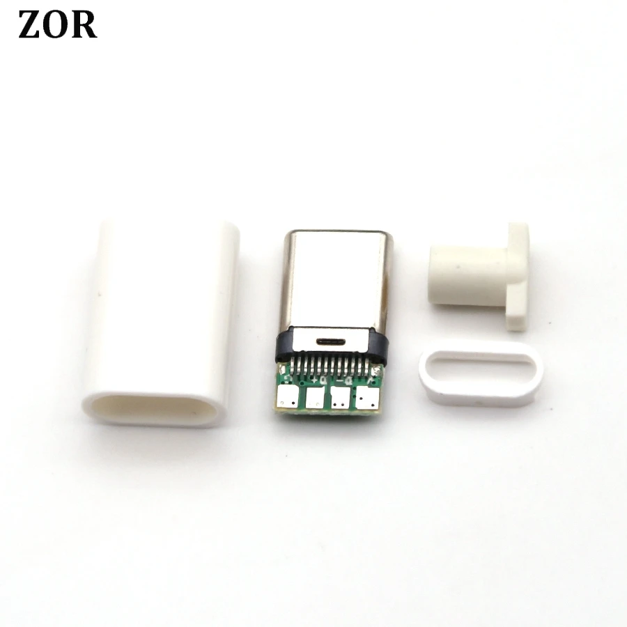 

10pcs USB 3.1 Type C 2.0 Male jack Plug Welding Type USB-C 4 in 1 PCB Connector Black White