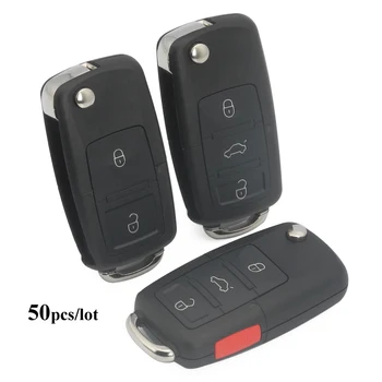 Keyforkess 50 pz pieghevole auto telecomando Flip Key Shell Fob per VW Jetta Golf Passat Beetle Polo Bora 3 pulsanti portachiavi