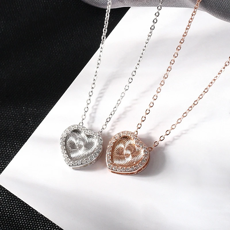 Fashion 925 Sterling Silver Heart-to-Heart Pendant Necklaces For Women Phantom Choker Jewelry Lover Necklace | Украшения и