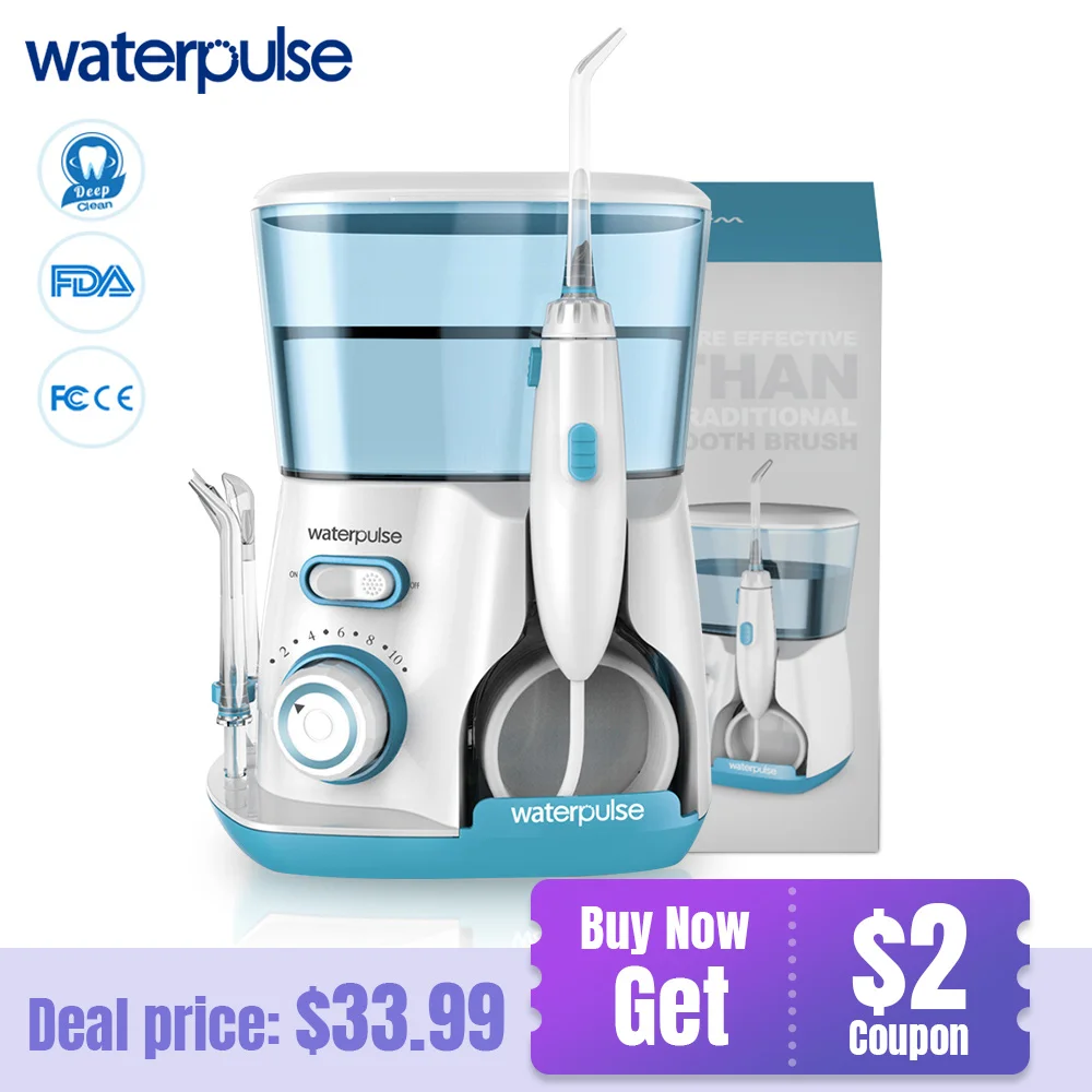 Waterpulse V300G Oral Irrigator 5pcs Tips Dental Water Flosser Water Floss 800ml Oral Hygiene Dental Flosser Water Flossing V300