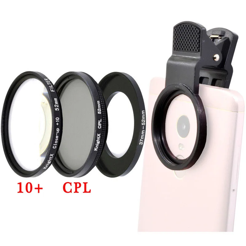 mobile phone lens kit KnightX 52MM Photography Camera  lens filter macro ND2-1000 variable Neutral Density Adjustable for any smartphone mobile phone wide lens for mobile Lenses