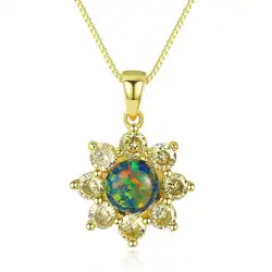 S925 из монетного серебра опал ожерелье 3A Циркон Солнечный цветок 6 мм подвеска с опалами ожерелье женский подарок ювелирные изделия