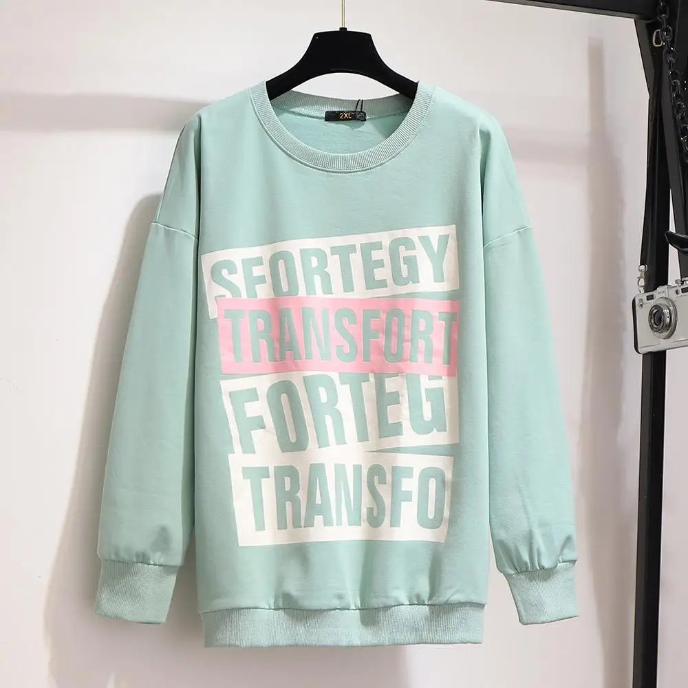 

5XL 6XL Plus Size Sweatshirt Women Letter Printed Loose Hoodies Pullover Long Sleeve Warm Large Size Sweatshirts Casual Coat